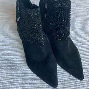 Black Karl Lagerfeld booties with crystal studs